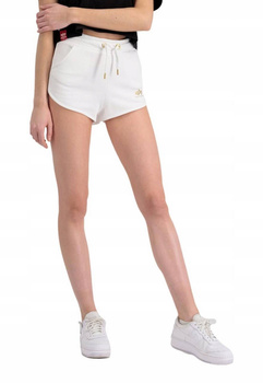 Spodenki damskie Alpha Industries BASIC SL FOIL PRINT białe 116054FP-590