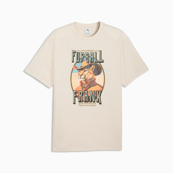 Koszulka męska Puma GRAPHIC CAT COWBOY RELAXED beżowa 63443487