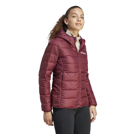 Kurtka z kapturem damska adidas TERREX MULTI LIGHT DOWN bordowa IP6035