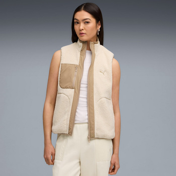 Bezrękawnik damski Puma REVERSIBLE HYBRID SHERPA beżowy 68838887