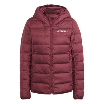 Kurtka z kapturem damska adidas TERREX MULTI LIGHT DOWN bordowa IP6035