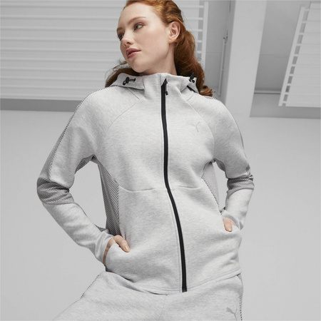 Bluza z kapturem damska Puma EVOSTRIPE FZ szara 67607304