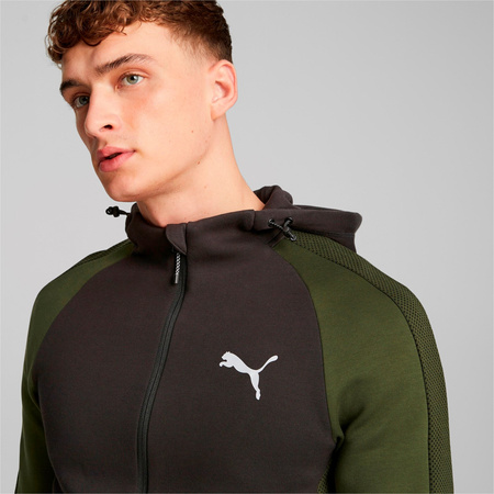Bluza z kapturem męska Puma EVOSTRIPE FZ zielona 67593031
