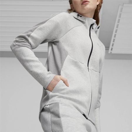 Bluza z kapturem damska Puma EVOSTRIPE FZ szara 67607304