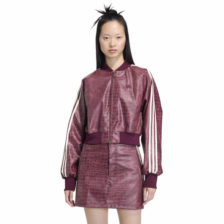 Kurtka damska adidas PLEATHER bordowa KD8792
