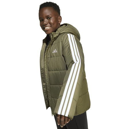 Kurtka puchowa dziecięca adidas ESSENTIALS 3-STRIPES zielona JL7405