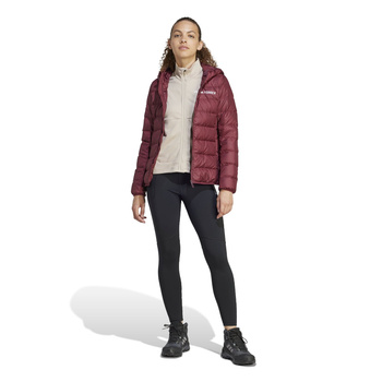 Kurtka z kapturem damska adidas TERREX MULTI LIGHT DOWN bordowa IP6035
