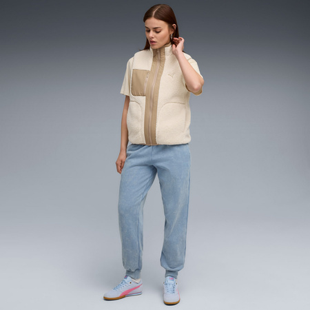Spodnie dresowe damskie Puma ESS ELEVATED COMFORT WASH FL niebieskie 68810434