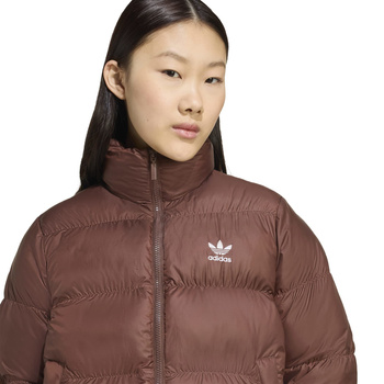 Kurtka puchowa damska adidas SHORT PUFFER brązowa JX2948