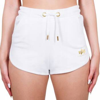 Spodenki damskie Alpha Industries BASIC SL FOIL PRINT białe 116054FP-590