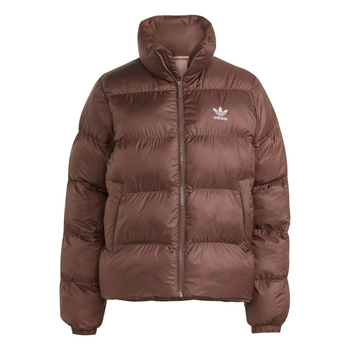 Kurtka puchowa damska adidas SHORT PUFFER brązowa JX2948