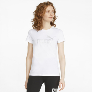 Koszulka damska Puma ESSENTIALS+ METALLIC LOGO biała 84830302