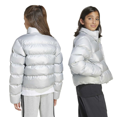 Kurtka puchowa dziecięca adidas GLAM srebrna JM1670