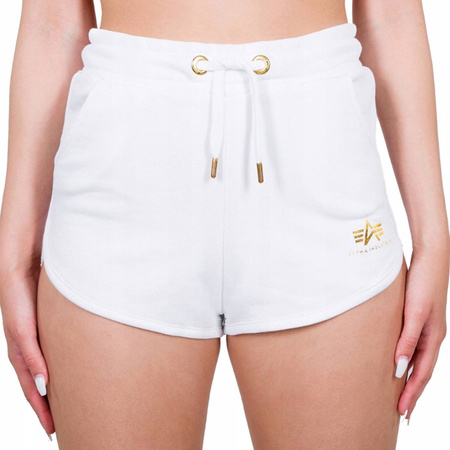 Spodenki damskie Alpha Industries BASIC SL FOIL PRINT białe 116054FP-590