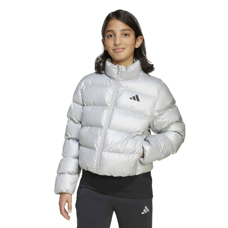Kurtka puchowa dziecięca adidas GLAM srebrna JM1670