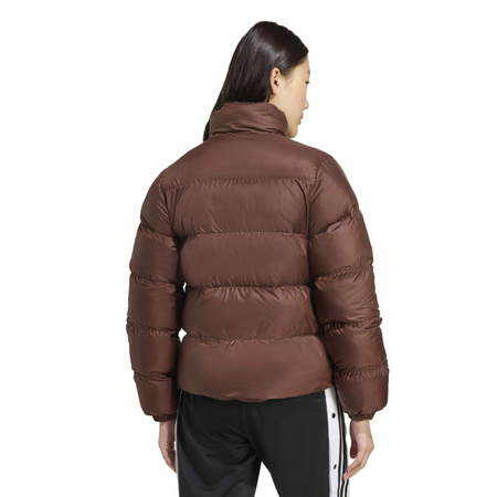 Kurtka puchowa damska adidas SHORT PUFFER brązowa JX2948