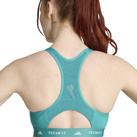 Stanik sportowy damski adidas TECHFIT turkusowy JW7245