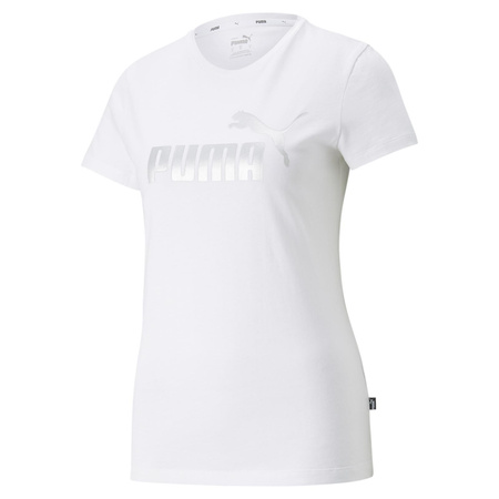 Koszulka damska Puma ESSENTIALS+ METALLIC LOGO biała 84830302