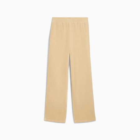 Spodnie dresowe damskie Puma ESS ELEVATED VELOUR RIB STRAIGHT beżowe 68810883