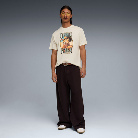 Koszulka męska Puma GRAPHIC CAT COWBOY RELAXED beżowa 63443487