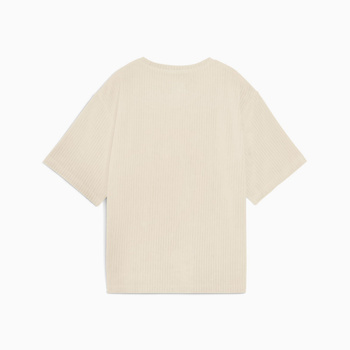 Koszulka damska Puma ESS ELEVATED RELAXED VELOUR RIB beżowa 68810687
