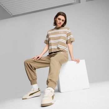 Koszulka damska Puma SQUAD STRIPED beżowa 68153867