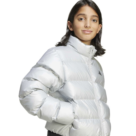 Kurtka puchowa dziecięca adidas GLAM srebrna JM1670