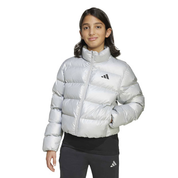 Kurtka puchowa dziecięca adidas GLAM srebrna JM1670