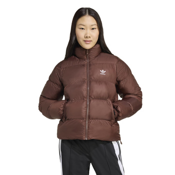 Kurtka puchowa damska adidas SHORT PUFFER brązowa JX2948