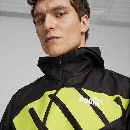 Kurtka z kapturem męska Puma HOODED GRAPHIC WINDBREAKER czarna 62383701