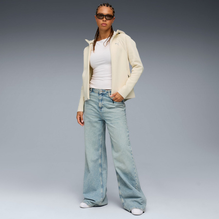 Bluza z kapturem damska Puma EVOSTRIPE FZ DK beżowa 68814187