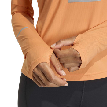 Longsleeve do biegania damski adidas ADI365 pomarańczowy JY9753