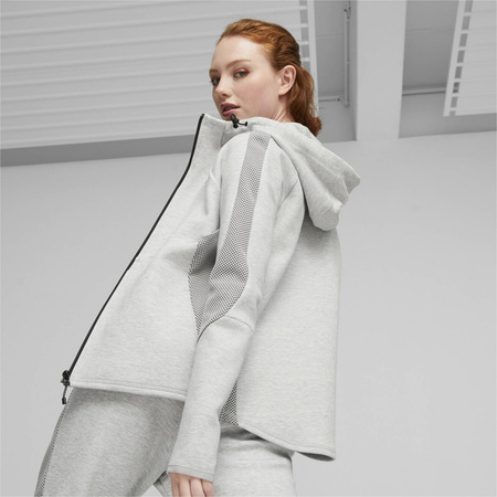 Bluza z kapturem damska Puma EVOSTRIPE FZ szara 67607304
