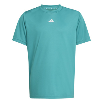 Koszulka treningowa dziecięca adidas TRAIN ESSENTIALS LOGO turkusowa JW4991