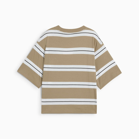 Koszulka damska Puma SQUAD STRIPED beżowa 68153867
