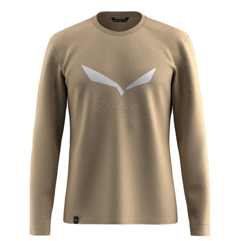 Longsleeve trekkingowy męski Salewa SOLIDLOGO DRY beżowy 00-0000027340_7180