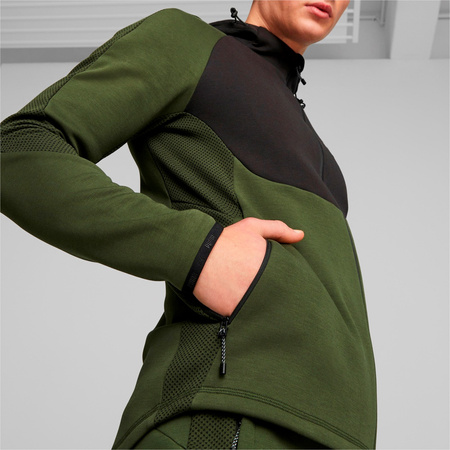 Bluza z kapturem męska Puma EVOSTRIPE FZ zielona 67593031