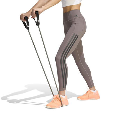 Legginsy treningowe damskie adidas OPTIME 3-STRIPES 7/8 brązowe KE7530