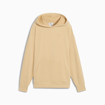 Bluza z kapturem damska Puma ESS ELEVATED COMFORT VELOUR RIB beżowa 68810783