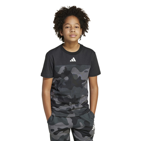 Koszulka dziecięca adidas SEASONAL ESSENTIALS CAMO czarna JX5313