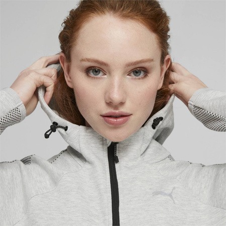 Bluza z kapturem damska Puma EVOSTRIPE FZ szara 67607304