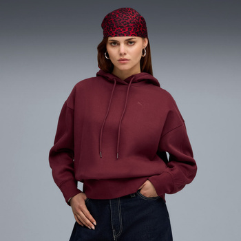 Bluza z kapturem damska Puma HER OVERSIZED FL bordowa 68815196