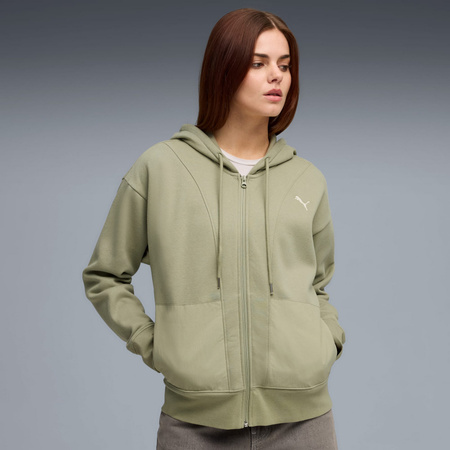 Bluza z kapturem damska Puma HER RELAXED FZ FL zielona 68815082