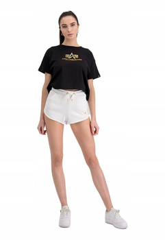 Spodenki damskie Alpha Industries BASIC SL FOIL PRINT białe 116054FP-590