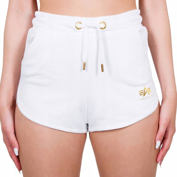 Spodenki damskie Alpha Industries BASIC SL FOIL PRINT białe 116054FP-590