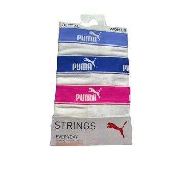 Stringi damskie Puma STRING 3-PACK białe 93533708