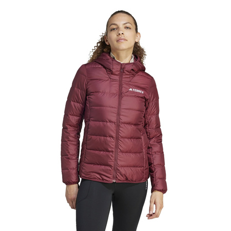 Kurtka z kapturem damska adidas TERREX MULTI LIGHT DOWN bordowa IP6035