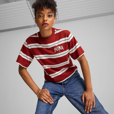 Koszulka damska Puma SQUAD STRIPED czerwona 68153813