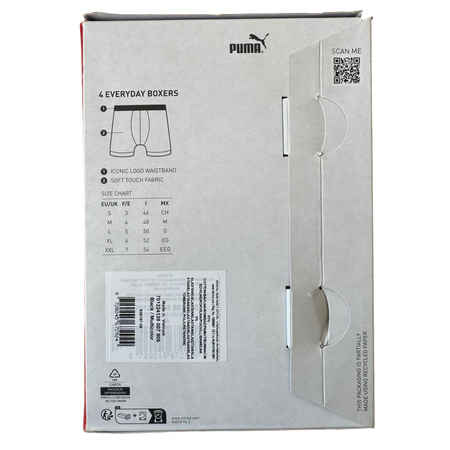 Bokserki męskie Puma BASIC BRAND ELASTIC 4-PACK czarne 93819706