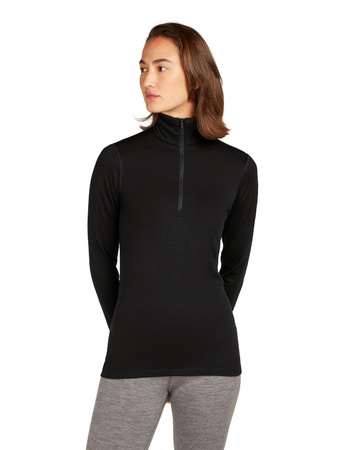 Longsleeve termiczny damski Icebreaker 200 OASIS HALF ZIP czarny IBB04380001